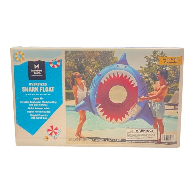 MEMBER'S MARK OVERSIZED Inflatable Pool Float with Cupholders (Shark