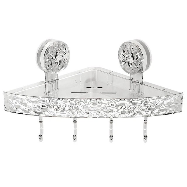 ACRYLIC CORNER SHELF with Water Ripples Design Modern Bathroom Solution