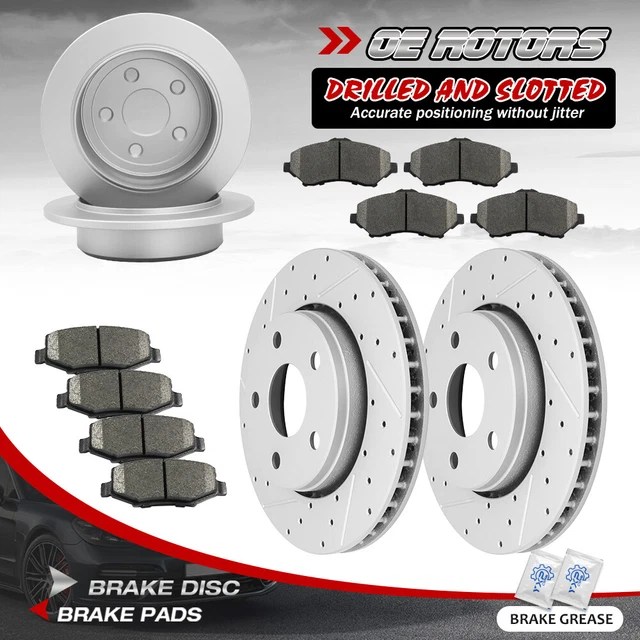 FRONT & REAR Rotors + Ceramic Brake Pads for Fit 2007 2017 Jeep