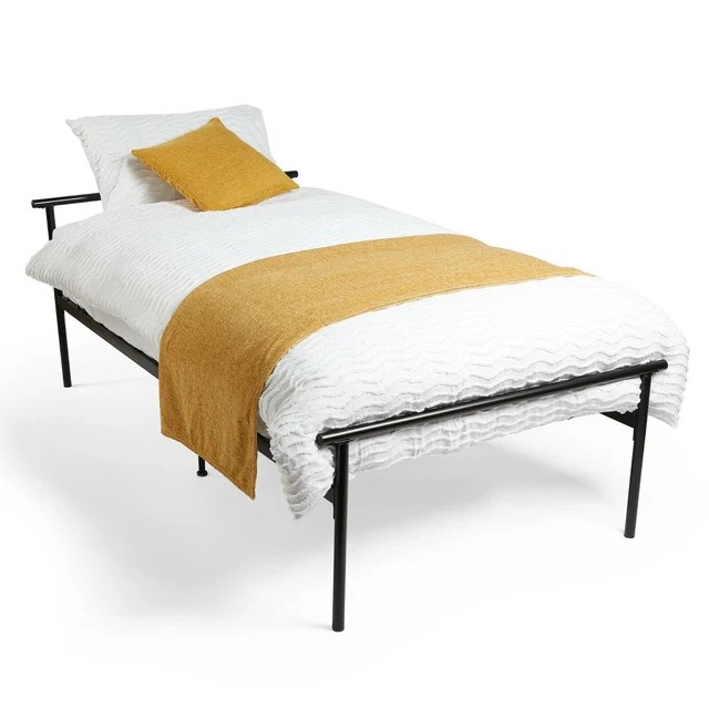 SINGLE BED FRAME, Solid 3ft Metal Frame Bed Black, Strong Slatted Base
