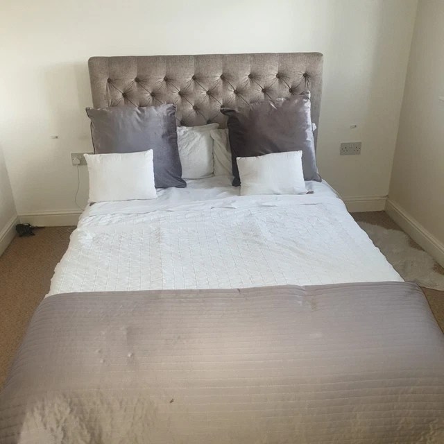 DOUBLE FABRIC BED frame NEXT with memory form mattress £300.00