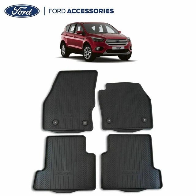 GENUINE FORD KUGA Mk2 Front & Rear Rubber Floor Mats With Logo 2015