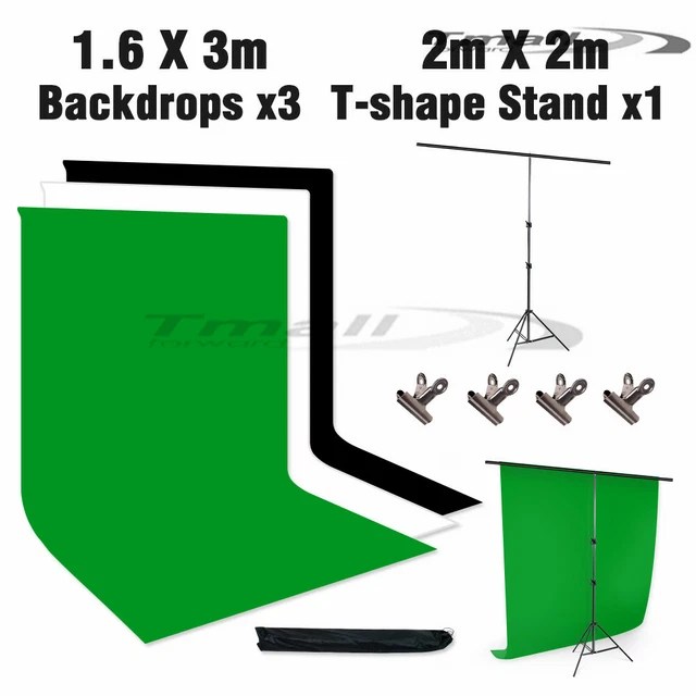 3M STUDIO GREEN Screen Photo Backdrop Stand Kit Black White Background