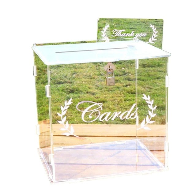 ACRYLIC WEDDING CARD box Card Boxes with Lock Gift Card Box Money Box