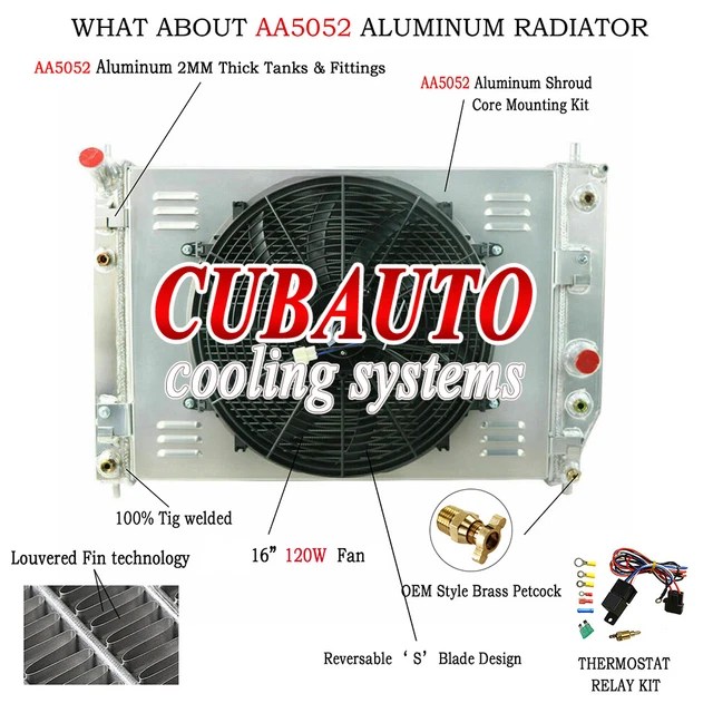 4ROW RADIATOR&SHROUD&FAN&RELAY FOR 0513 Chevy Corvette C6 6.0L 6.2/7