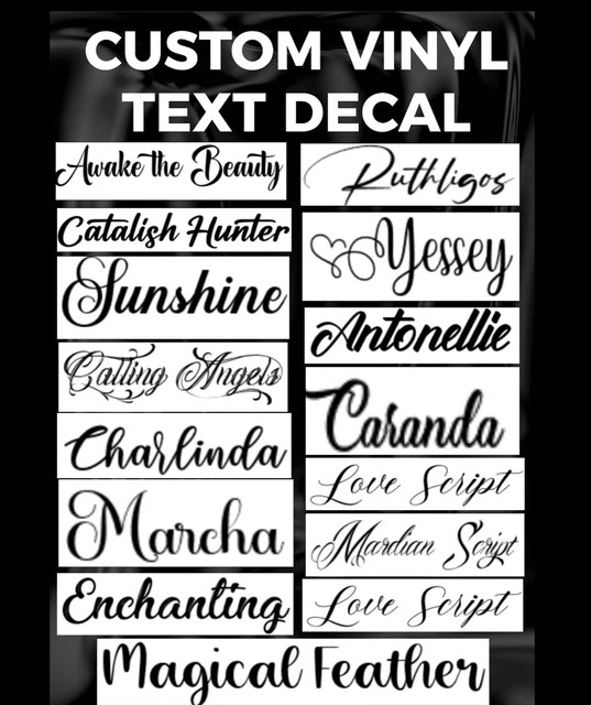 CURSIVE CUSTOM TEXT Vinyl Decal Sticker Script Personalized Lettering