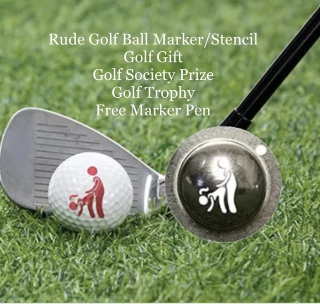 FROM BEHIND RUDE Golf Ball Marker Stencil Drawing Alignment Stencil Tin