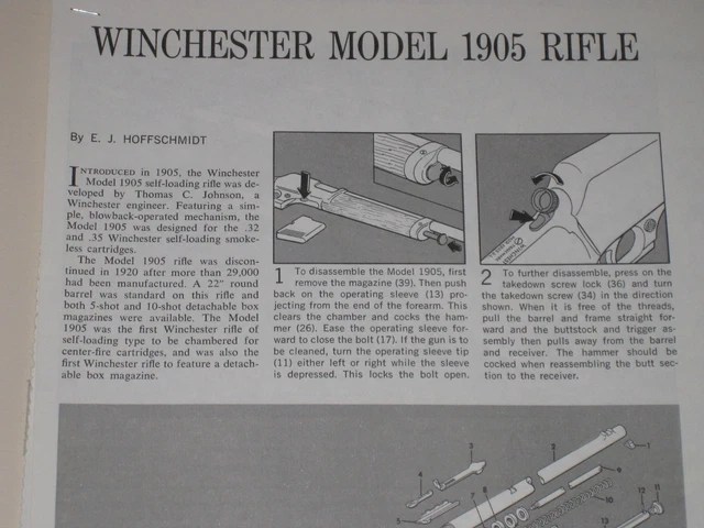 WINCHESTER MODEL 1905 Rifle Exploded View £6.60 - PicClick UK