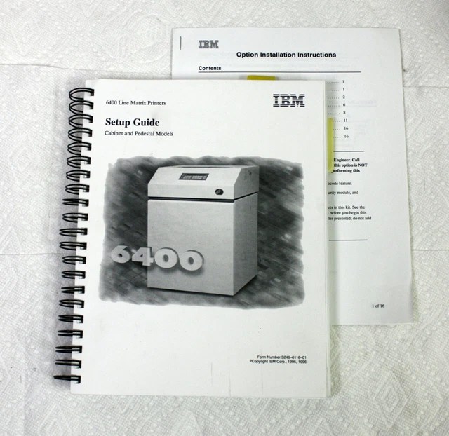 IBM 6400 LINE Matrix Printers Setup Guide & Pedestal, S2460116