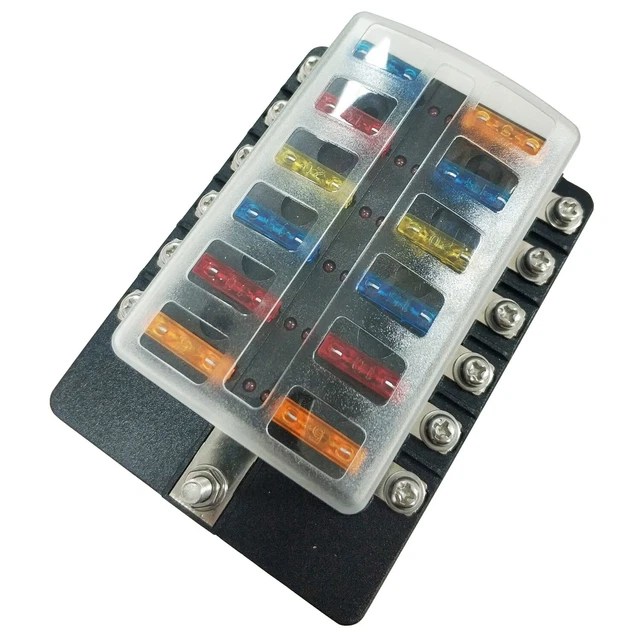 12WAY BLADE FUSE Box Holder Power Block LED Car Auto Marine Waterproof