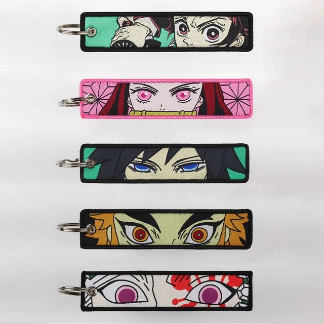 DEMON SLAYER ANIME Embroidered Keychain Tanjiro Nezuko Rengoku Tengen