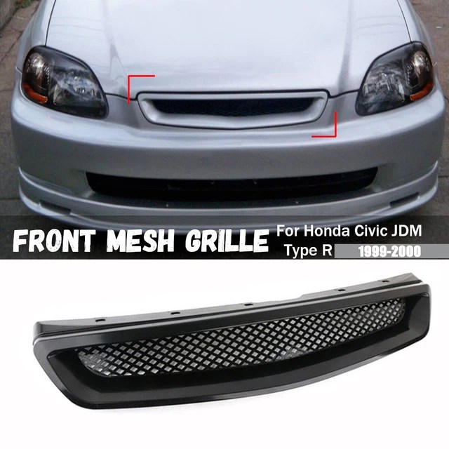 FRONT HOOD GRILL Mesh T-R Style Grille For 1999-00 Honda Civic JDM