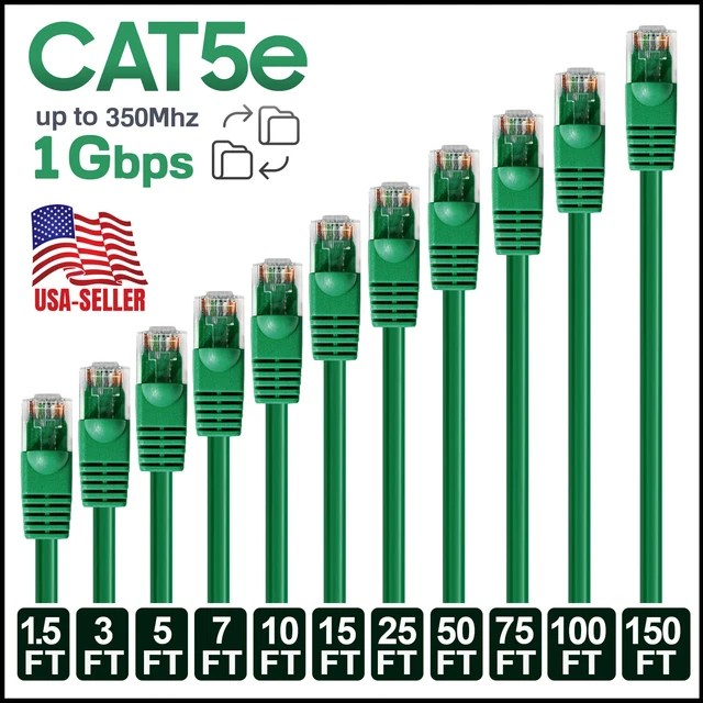 CAT5E CABLE Lan Modem Network CAT5 RJ45 Green Patch