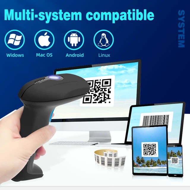 2D WIRELESS BARCODE Scanner Bluetooth QR Code Reader Fast Scan for Supermarket EUR 39,65
