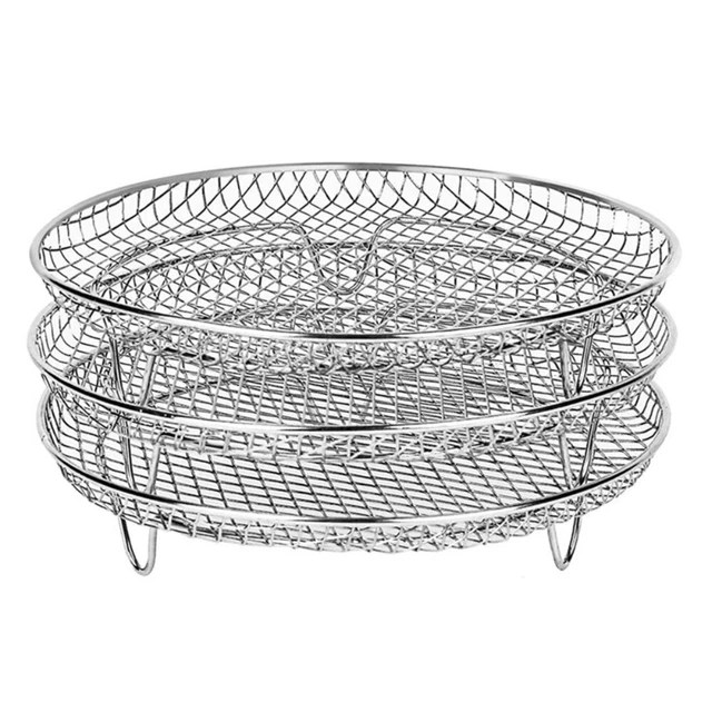 STEEL DEHYDRATOR RACKS Airfryer Basket Tray Three Stackable Air Fryer