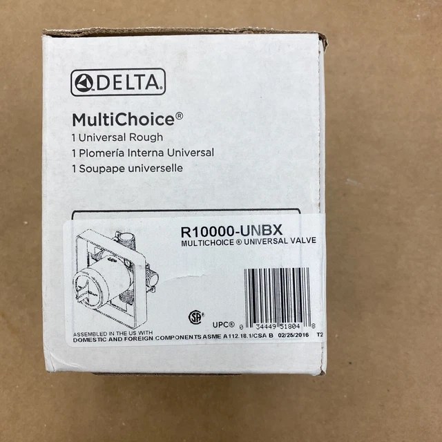 DELTA R10000UNBX MULTICHOICE Universal Tub/Shower RoughIn Valve New