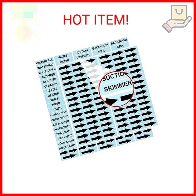 POOL EQUIPMENT IDENTIFICATION Labels Waterproof PVC Sticker Labels for