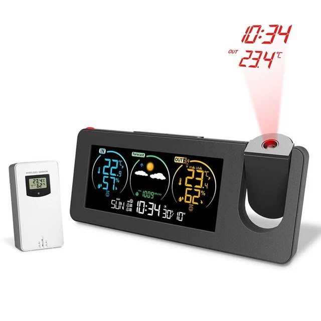 COMPACT ELECTRONIC PROJECTION Clock with Smart Temperature Tracking