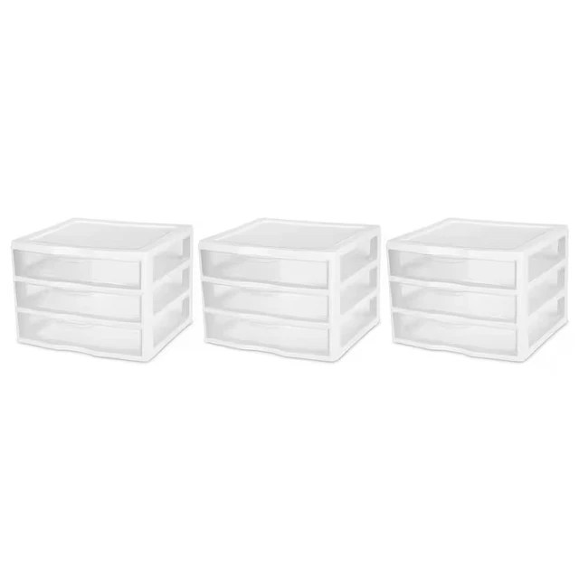 WIDE PORTABLE COUNTERTOP 3Drawer Desktop Storage Unit (3Pack) 90.61
