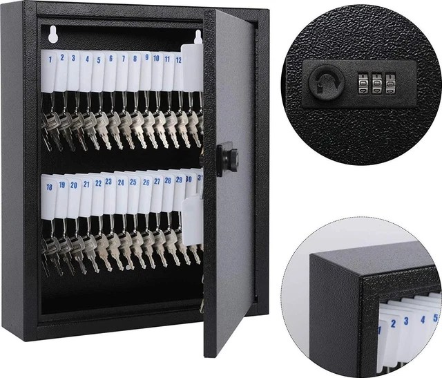 60 KEY STORAGE Lock Box Code Safe Organizer Wall Mount Security