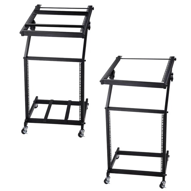 19& DJ RACK Mount Studio Mixer Stand Rolling Cart Party Stage Club 9U