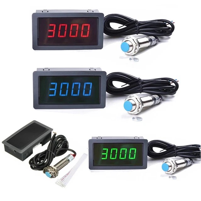 DC DIGITAL 4DIGIT 0.56" LED RPM Tachometer Counter Hall Proximity