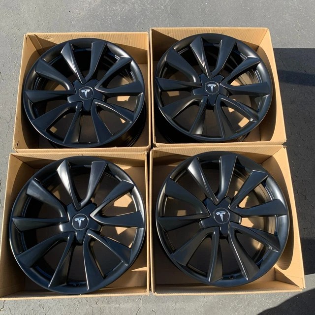 19& TESLA MODEL 3 Factory Wheels OEM Rims Satin Black OEM Set of 4 2017
