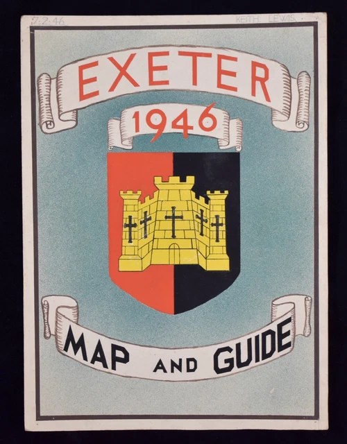 VINTAGE ORIGINAL EXETER Map & Guide 1946 Drawing Artwork Keith Lewis £30.00 PicClick UK