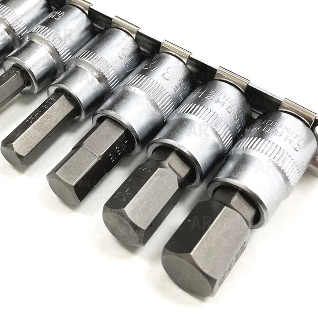 HEX BIT SOCKET Set. 9pc AF Imperial SAE Allen Key male HEX Bit Sockets