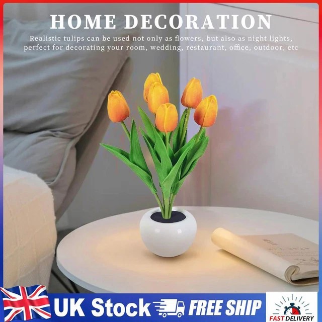 TULIP NIGHT LIGHT Button Battery Powered LED Flower Desk Lamp Ornaments