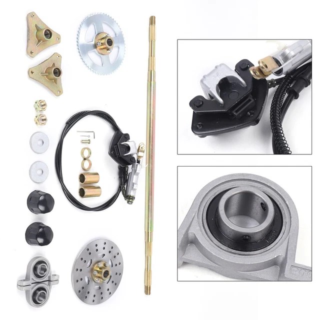 ATV REAR AXLE Complete Kit + Brake Assembly Sprocket For Go Kart Mini