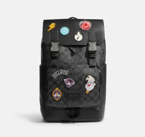 GENUINE DISNEY X Coach Track Backpack In Signature Canvas With Patches