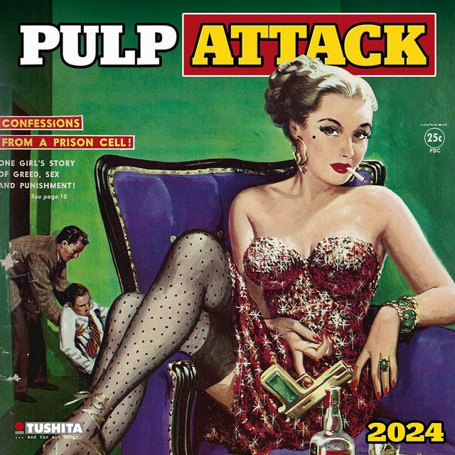 WAND KALENDER 2024 Pulp Attack Retro Film Poster Plakat EUR