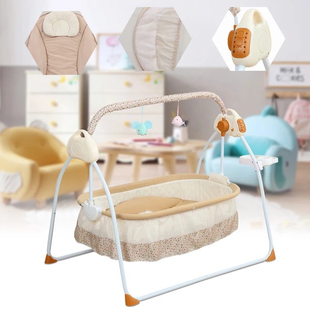 ELECTRIC BABY ROCKER Swing Rocking Crib Cot Bed Infant Cradle Bluetooth