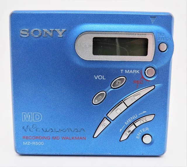 SONY MZR500 PORTABLE MD MiniDisc Walkman Digital Recording Blau