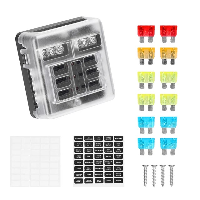 POSITIVE AND NEGATIVE Anodes Fuse Block Box Transparent Cover Fuses