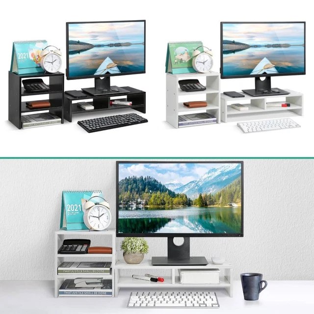 COMPUTER MONITOR RISER Desk Table TV Stand Shelf Desktop Laptop Shelves