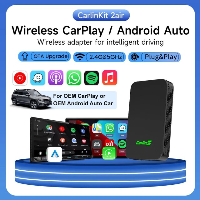 CARLINKIT 5.0 WIRELESS Adapter Apple CarPlay Android Auto Multimedia