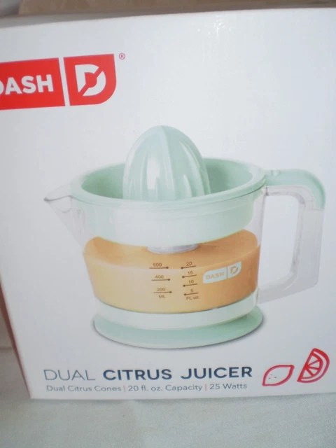 DASH DUAL CITRUS Juicer Extractor 20 Fl Oz - Aqua- New In Box EUR 30,52
