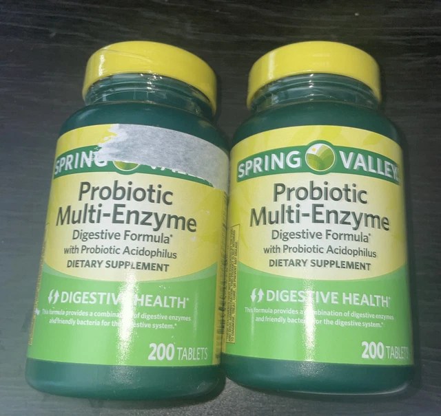 2X SPRING VALLEY Probiotic MultiEnzyme Digestive Formula Tablets 200