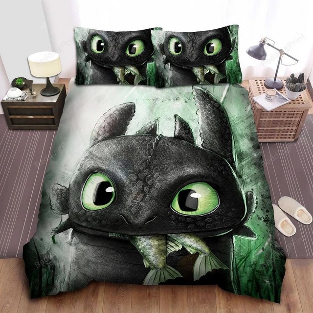 HOW TO TRAIN Your Dragon Toothless Eating Fishes Quilt Duvet Cover Set