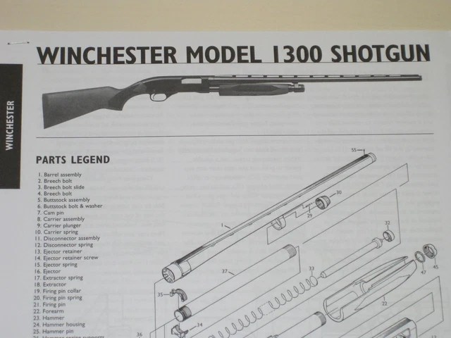 WINCHESTER MODEL 1300 Shotgun Exploded View £6.37 - PicClick UK