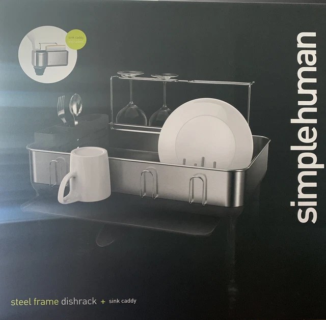 SIMPLEHUMAN STEEL FRAME Dishrack + Wine Glass Rack + Sink Caddy Black