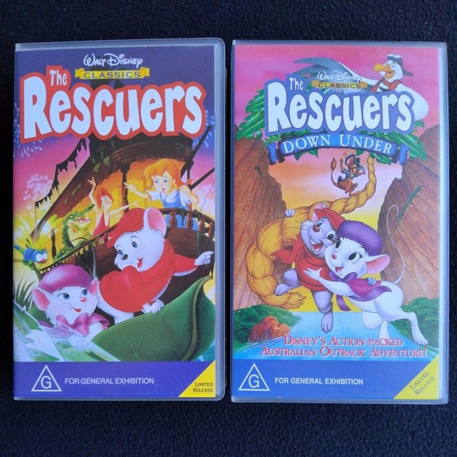 WALT DISNEY'S THE Rescuers & The Rescuers Down Under VHS Movies
