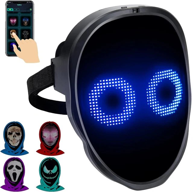 LED MASK WITH Face Transforming APP Controlled Programmable Halloween