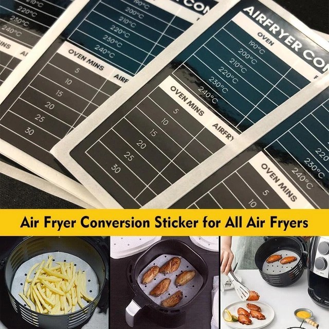 AIR FRYER CONVERSION Chart Sticker Cheat Sheet Chart Lists Time Cooking