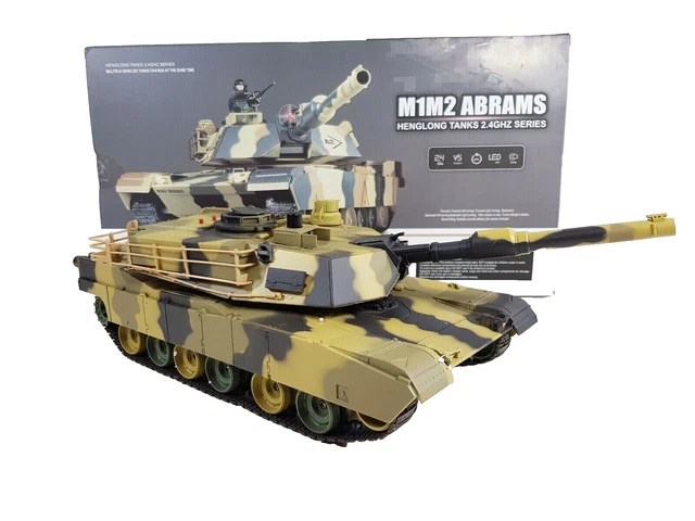 RC ABRAMS TANK 1/24 RTR Large Scale RC M1A2 Lights Sound BB IR Heng