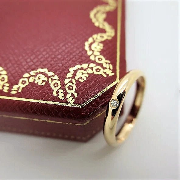 CARTIER 18K ROSE GOLD DIAMOND RING SIZE 47 w CARTIER CERTIFICATE OF