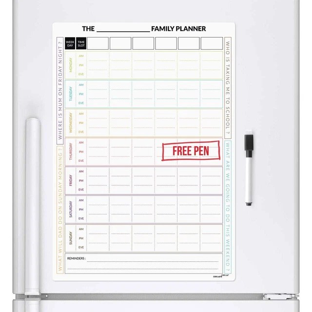 FRIDGE FAMILY PLANNER Chore Rota Board Weekly Drywipe A3 Task