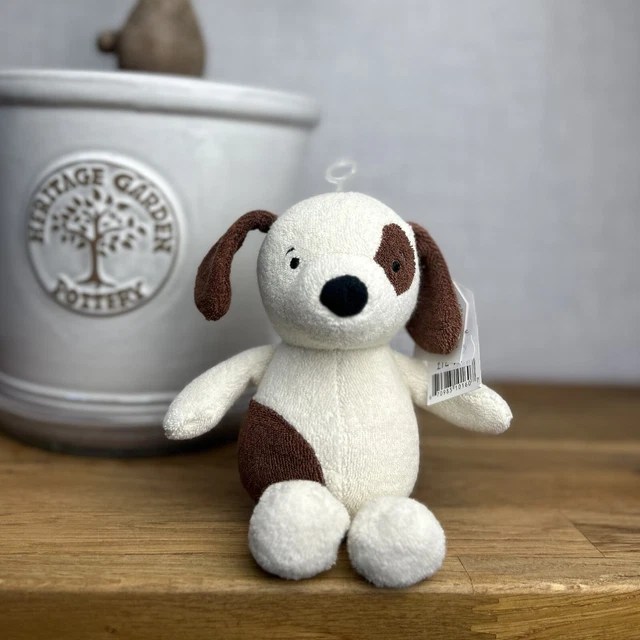 JELLYCAT RUMPUS PUPPY Dog Rattle Comforter Soft Brown Cream Plush